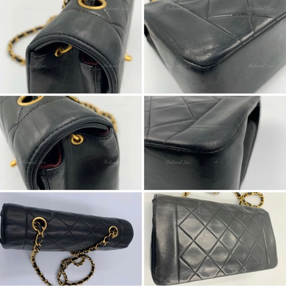 Authentic CHANEL Black Lambskin Small Diana Flap Bag Gold Hardware - Picture 5 of 12
